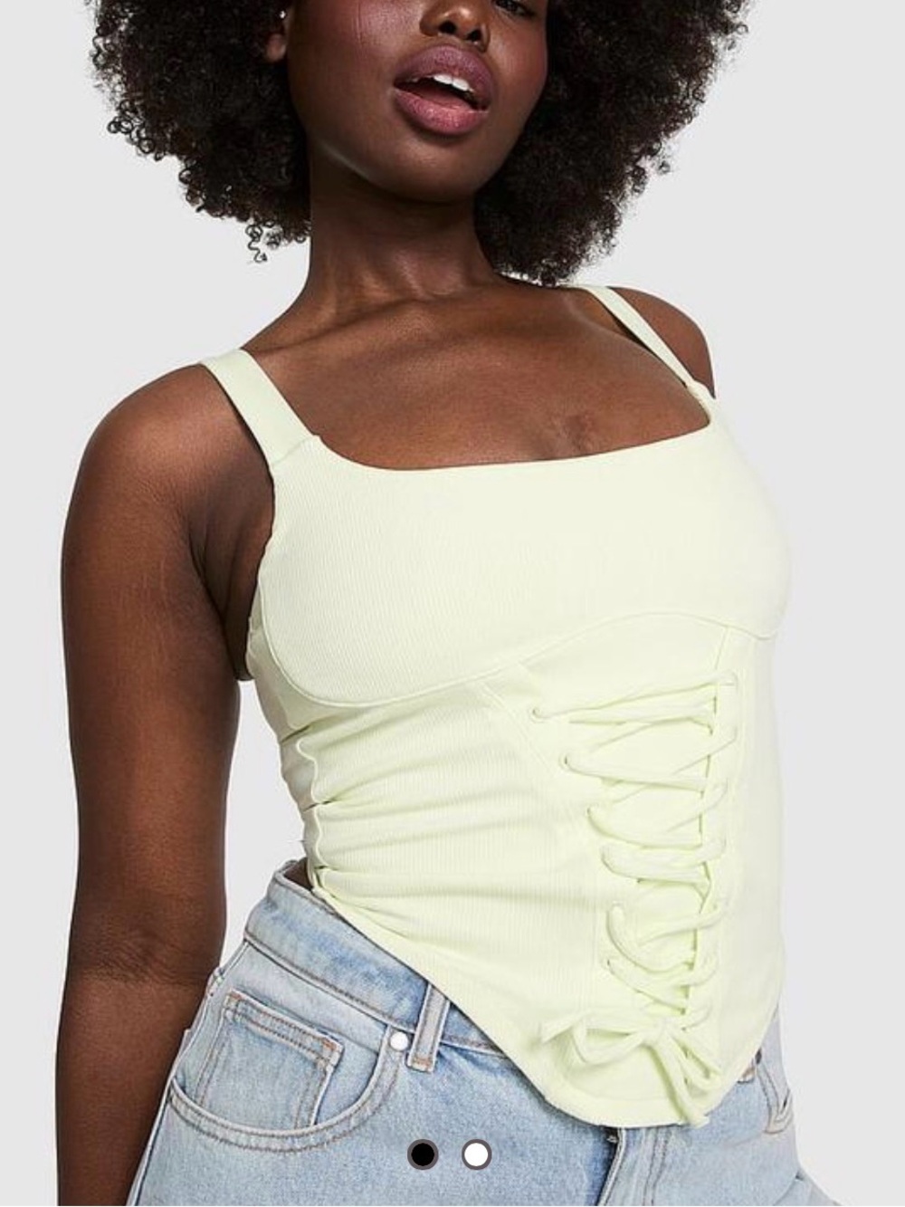 Victoria's Secret Pale Yellow Corset-Style Square Neck Tank